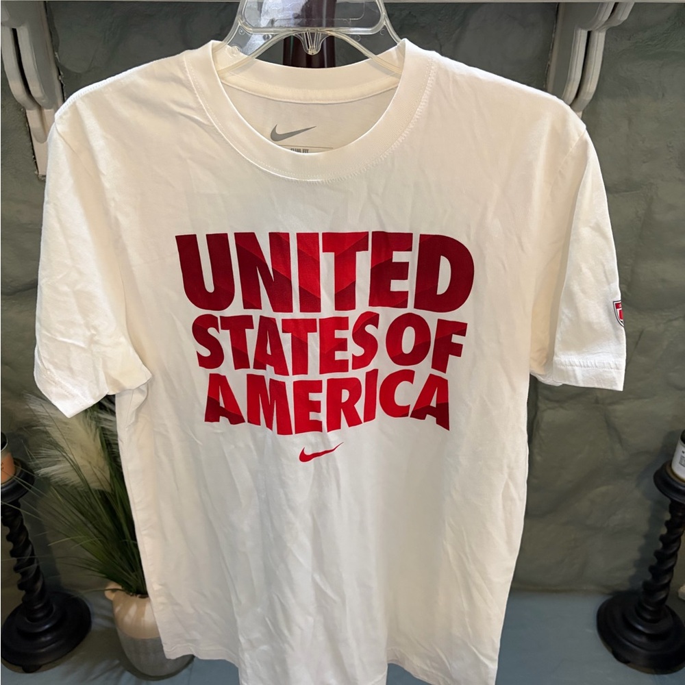 Nike Men's White Tee with Red USA Print